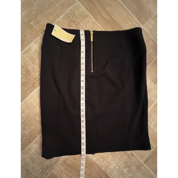 NWT Michael Kors Women’s Black Knit Knee Length Gold Zip Pencil Skirt Size 12 - Picture 9 of 16